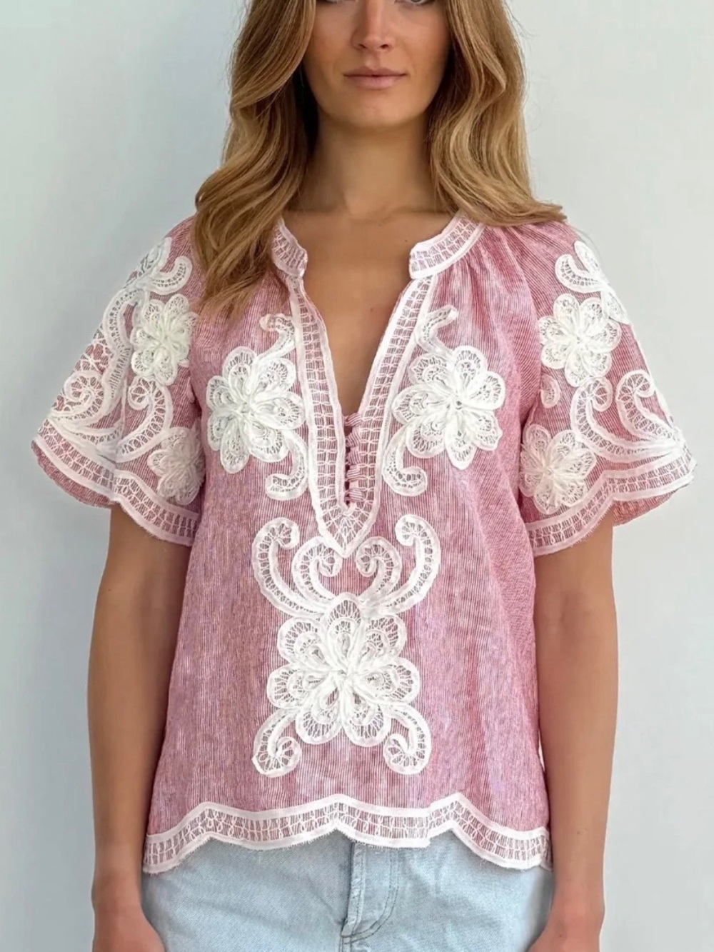 Rose And Rose 100% Fine Linen Azalea Top Size Medium